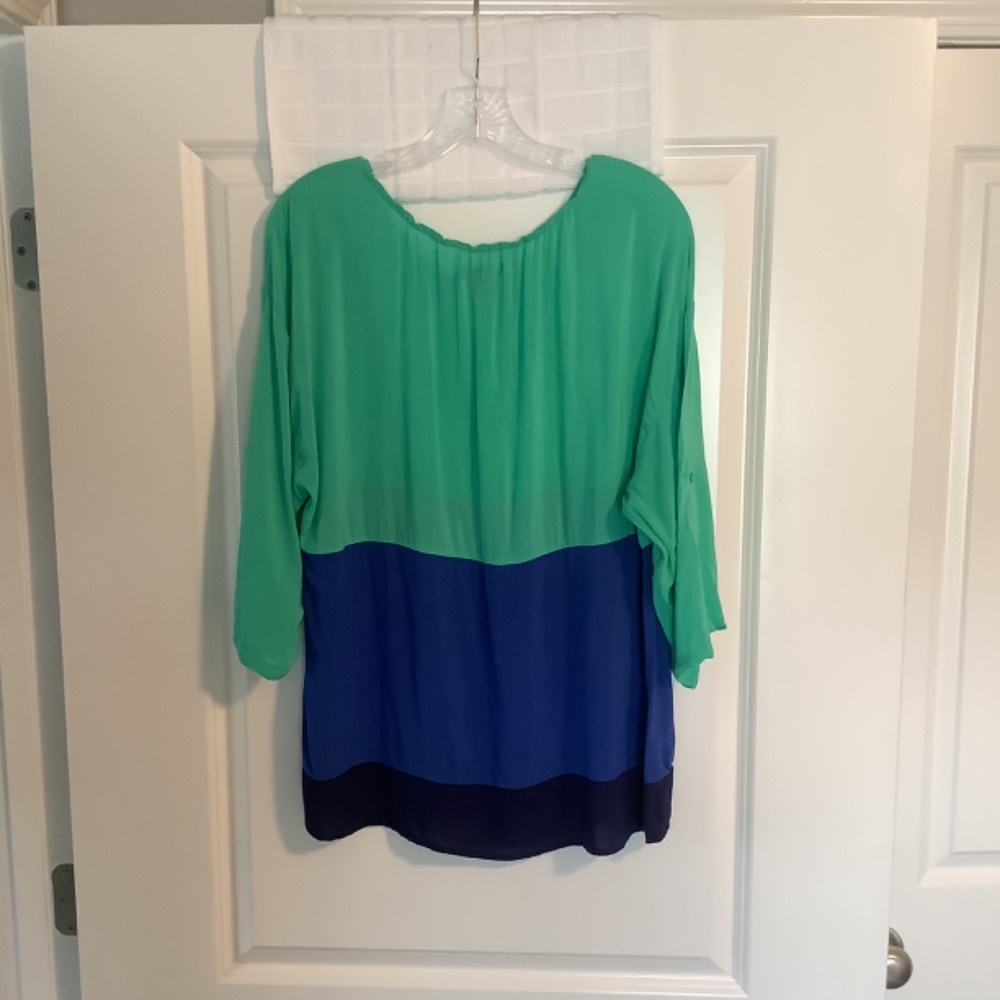 Old Navy Ladies Pullover Top Green/ Royal Blue/Navy Blue Size XL - Picture 2 of 4